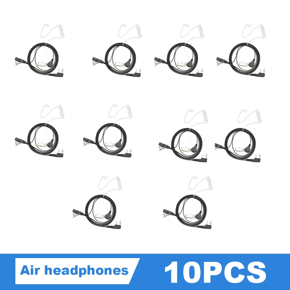 10PCS Air Earpiece Original  Radio Headset Dual PTT Earphones with Microphone for BAOFENG QUANSHENG Walkie Talkie Accessories