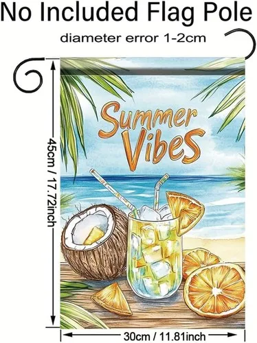 Summer Vibes Garden Flag Double Sided Tropical Beach Drink Yard, 12x18 Inch XXQ