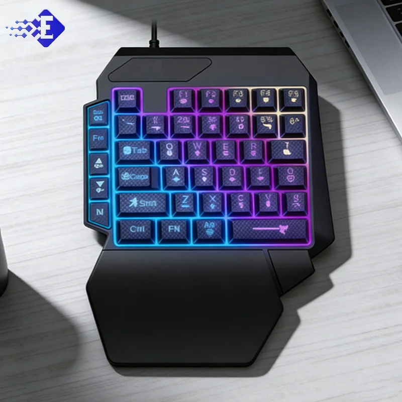 35keys One Handedly Single Hand Mini Gaming Keyboard Usb Ultra-slim Wired Backlight Keyboard for Laptop Desktop PC Smartphone