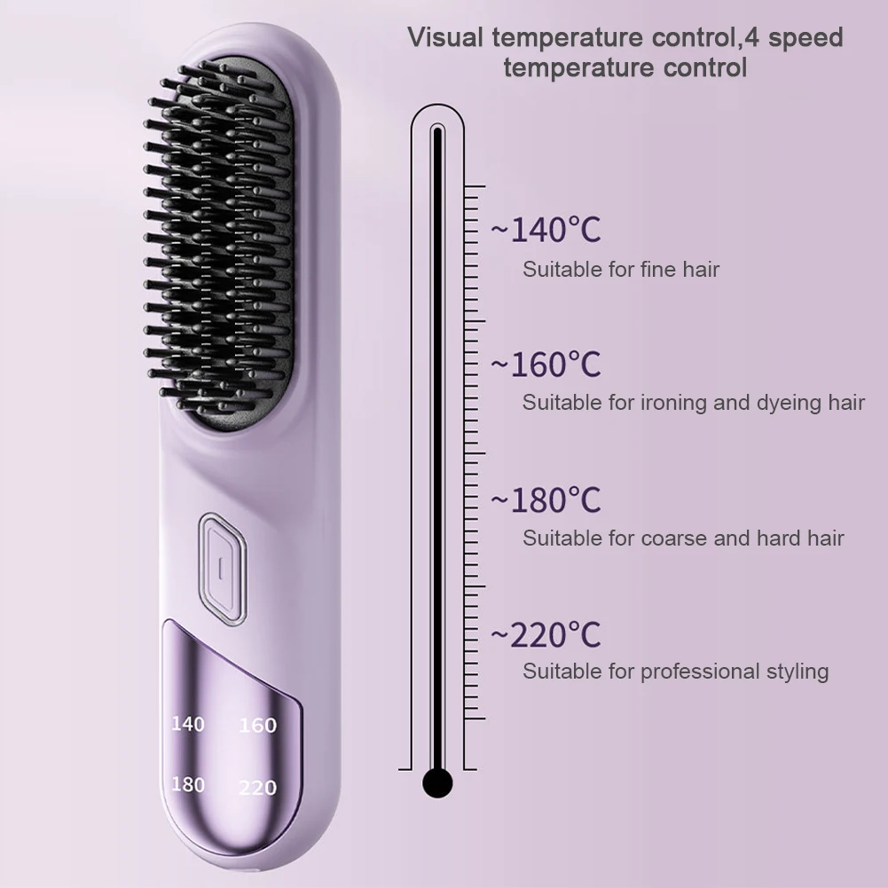 Cordless Beard Straightener for Men Hair Straightener Brush Fast Heated Electric Hair Brushes Multifunctional Wireless Hot Comb