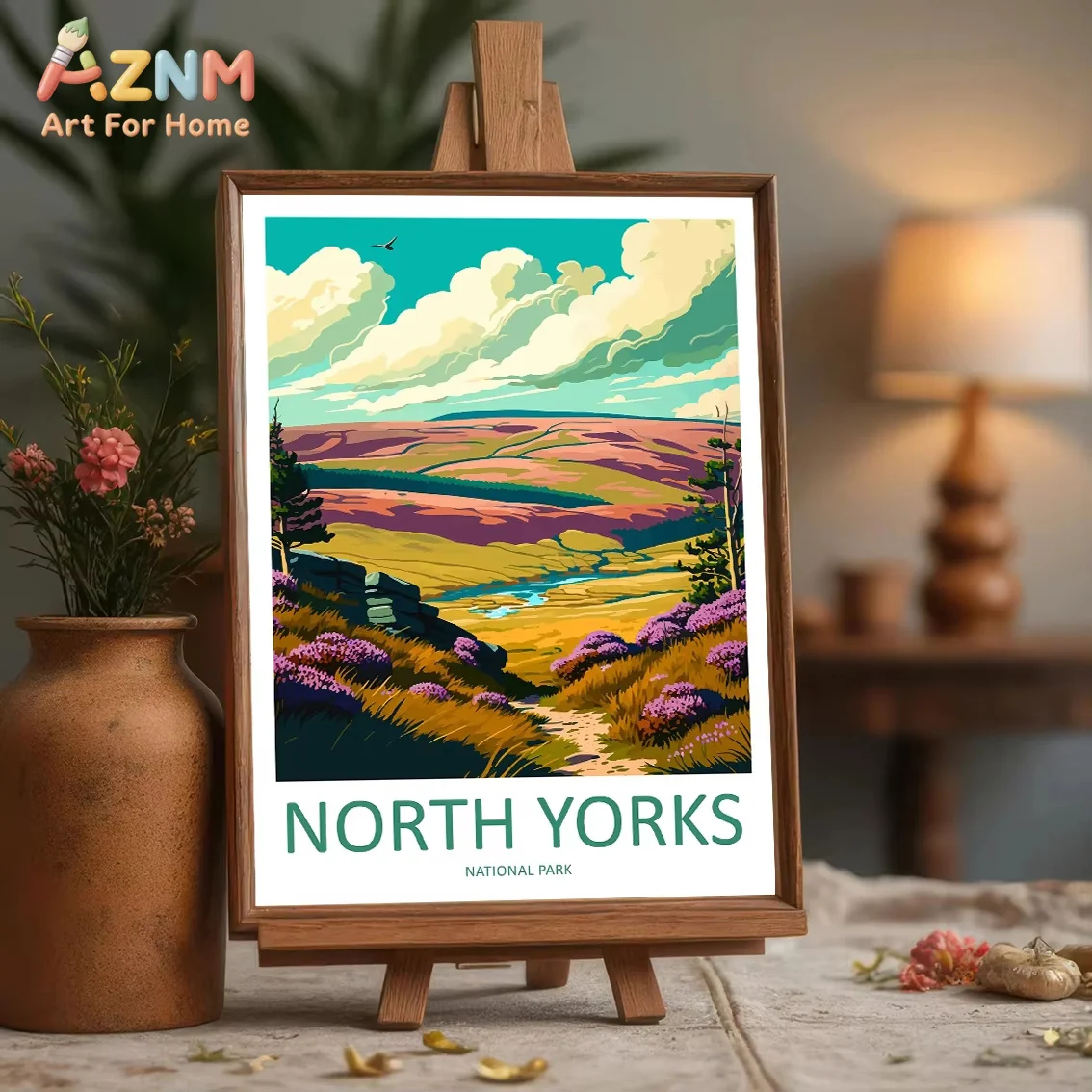 AZNM North Yorks National Park Canvas Wall Art Frameless Print, Vintage Travel Landscape Poster, Nature Scenery Home Decor Pictu