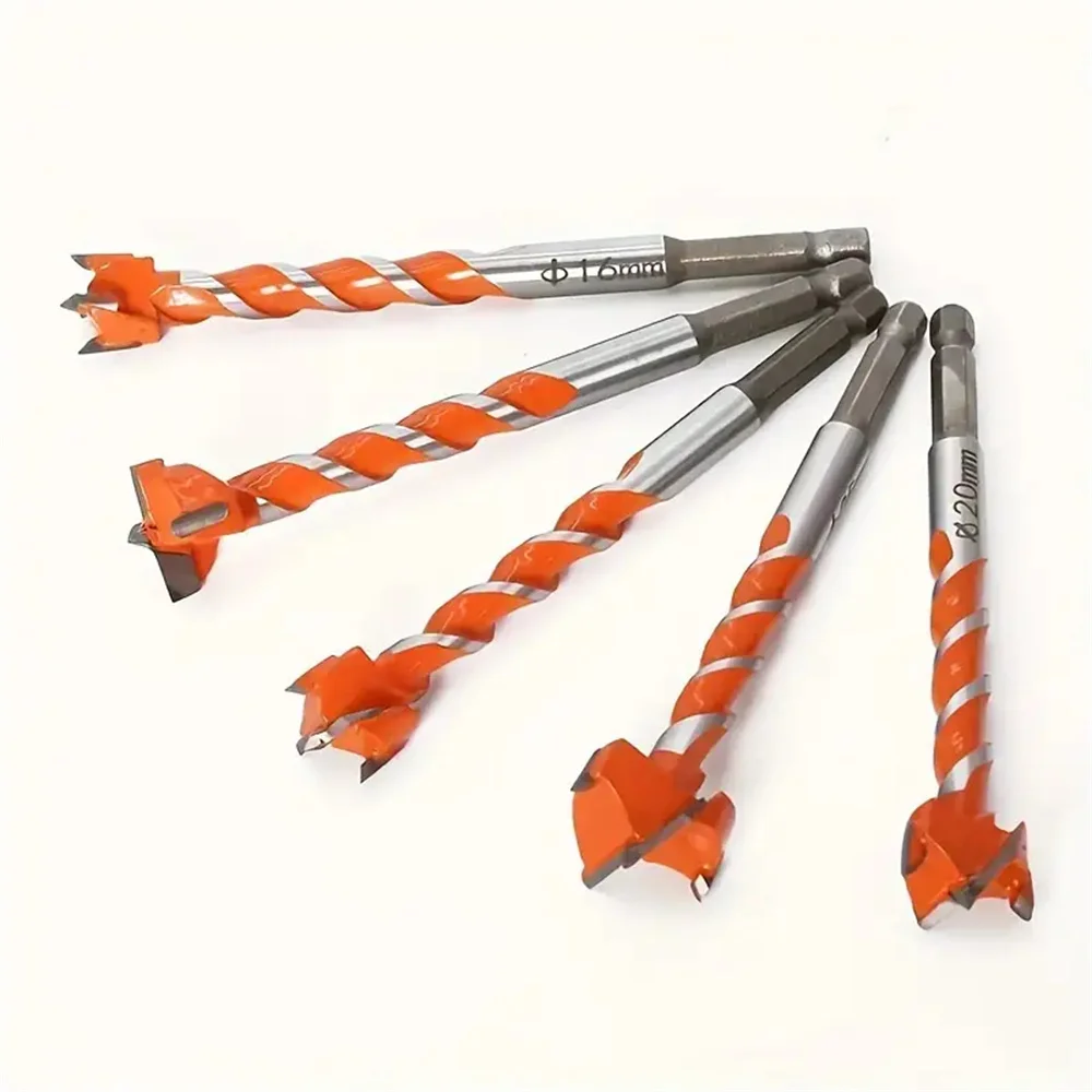 5개입 카바이드 목공용 홀 오프너 드릴 비트 세트 45 게이지 스틸 헥스 샹크 목재 및 잠금 장치용 정밀 보링 도구