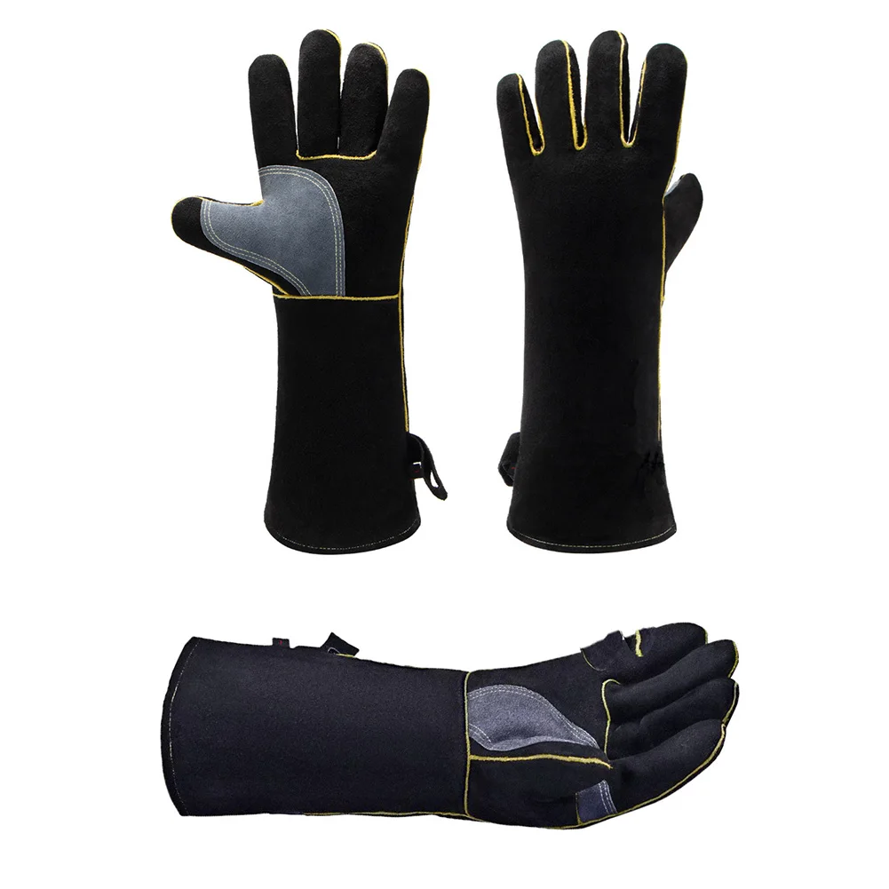 

1Pair Cowhide Welding Heat Insulation Gloves Barbecue Gloves Cowhide Insulation Welder Protective Gloves Welding Gloves