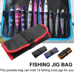 Fishing Lure Bag 12 Slots Fishing Bag Lure Organizer Bait Storage Bag Waterproof Adjustable Fishing Lure Jig Pocket