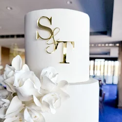Custom Wedding Cake Serif Initials Charm Monogram Cake Topper, Personalize Wedding Cake Topper, Engagement Cake Topper