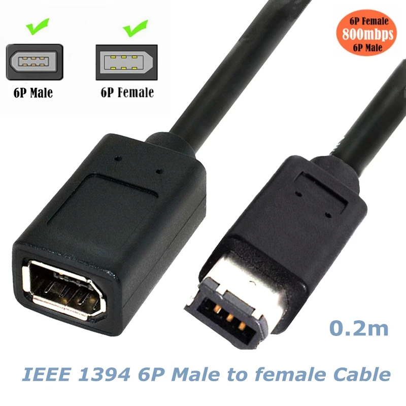 0.2M 1394 Ieee 6pin Man Naar 6pin Vrouwelijke Firewire Digitale Camera Medische Apparatuur Adapter Verlengkabel