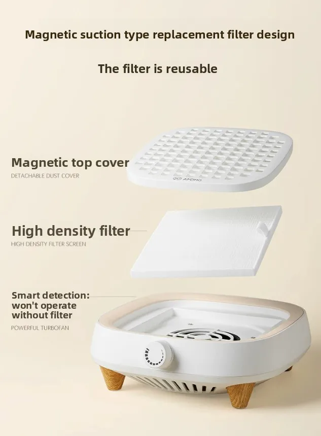 AMDMG Silent Vacuum Cleaner Large Suction Nail Dust Filter Formaldehyde Removal Grinding Unloading for Salon
