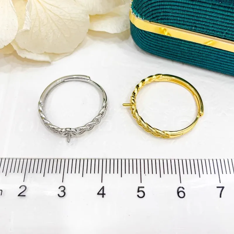 New AAAA 8-9mm Genuine Natural South Sea White Stud Pearl Ring 925 Silver