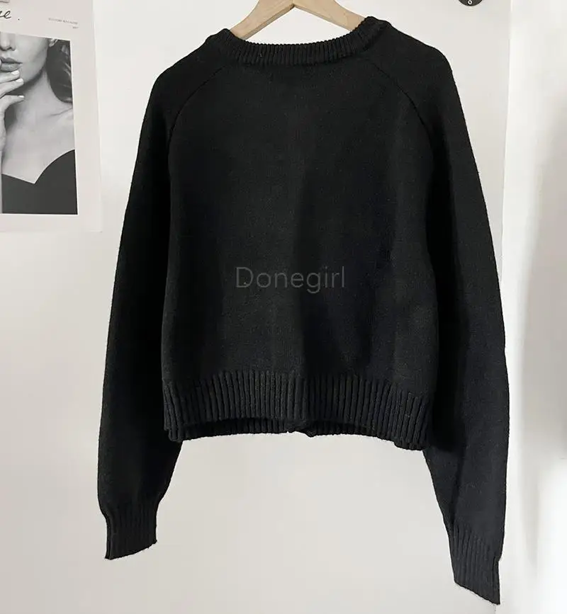 Donegirl Sweater kardigan wanita, rajutan Single-breasted polos sederhana kasual mantel pendek musim gugur musim dingin 2024