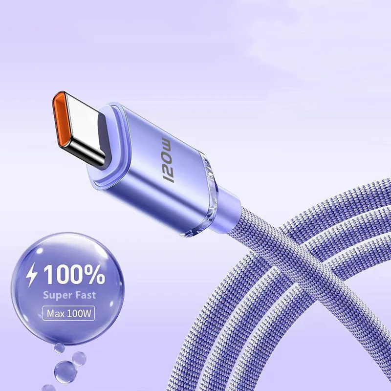 120W USB C Fast Charging Cable 0.25M/1M/1.5m/2M Quick Charge 6A Super Fast Cahrger For Samsung Xiaomi Huawei Type C Cable view 2