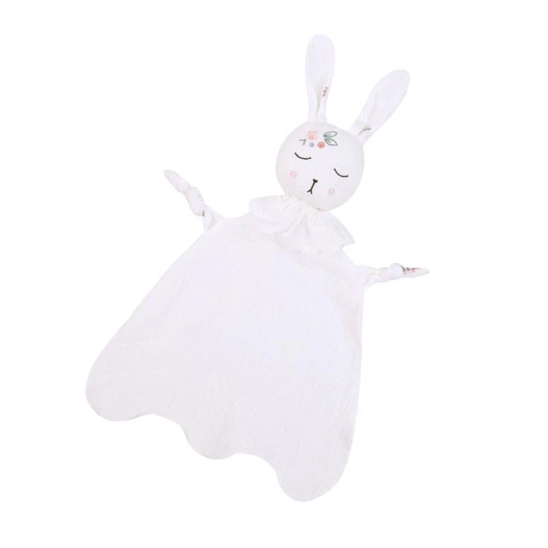 

J15U Baby Comforter Bib Cotton Blanket Towel Animal Cuddle Toy for Cribs Strollers