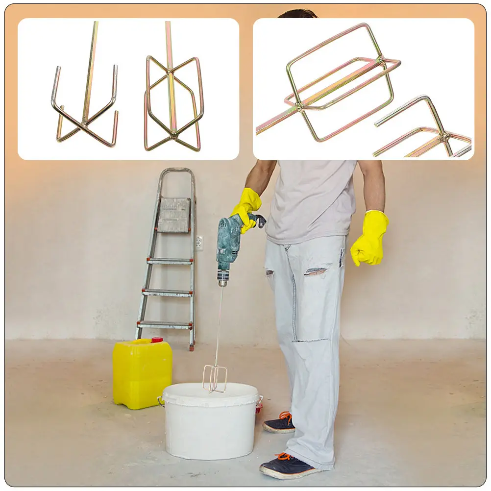 

4Pcs Electric Drill Stirring Rods Premium Steel Heavy Duty Paint and Mud Mixer for Cement Epoxy Resin Drywall Coating with