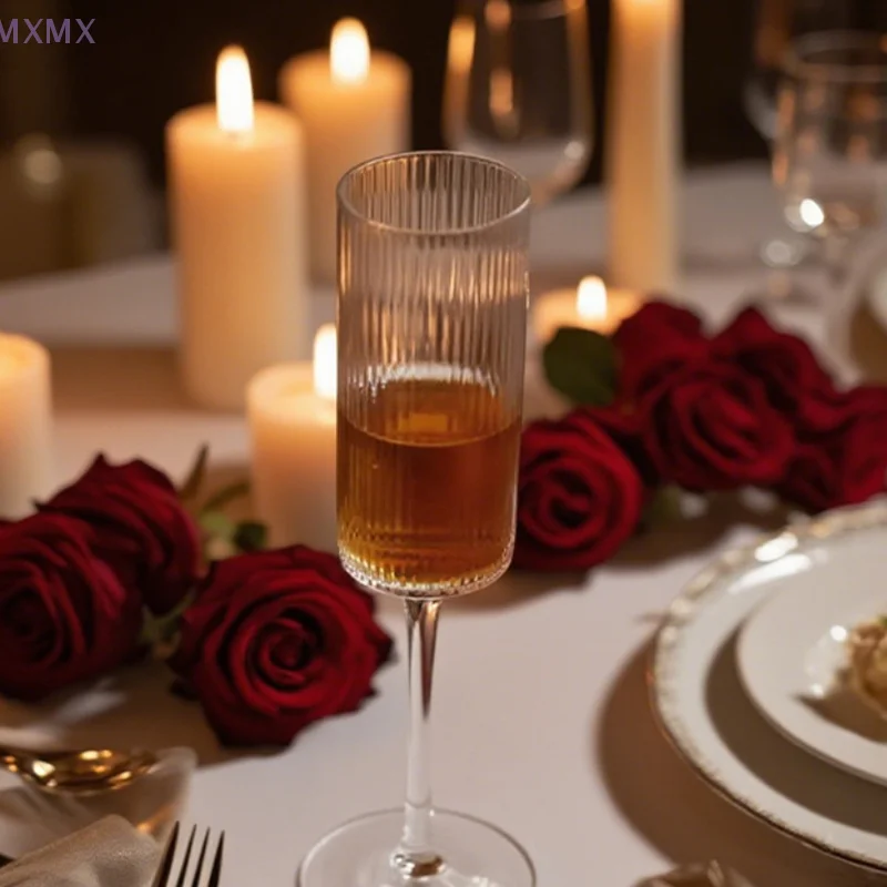 175ML Transparent Striped Plastic Goblet Unbreakable Wine Glass Luxury Cocktail Champagne Cup For Party Drinkware