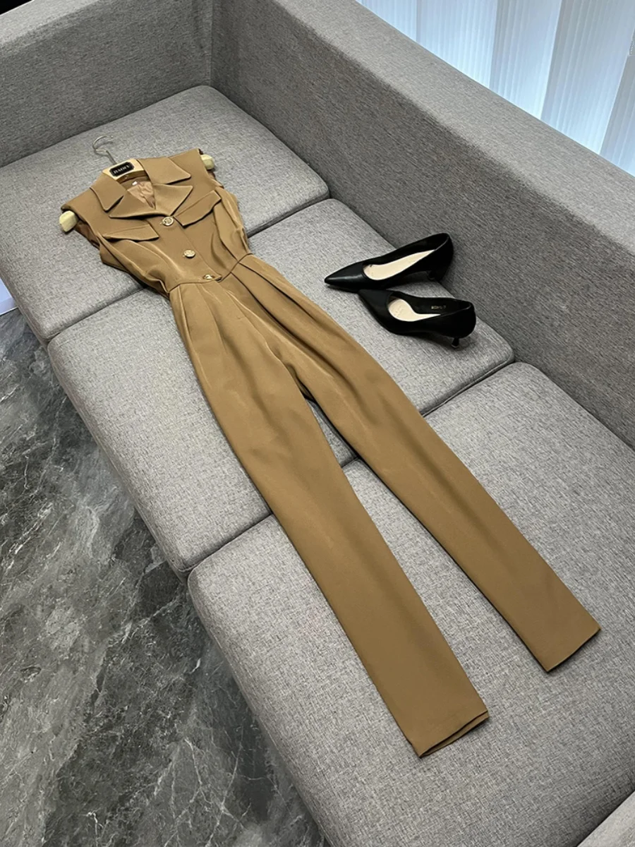 

Faionable Autumn Winter Women's Suit Onesie Svel Slimming Commute High Waist Long Pants Pure Color JF Sle