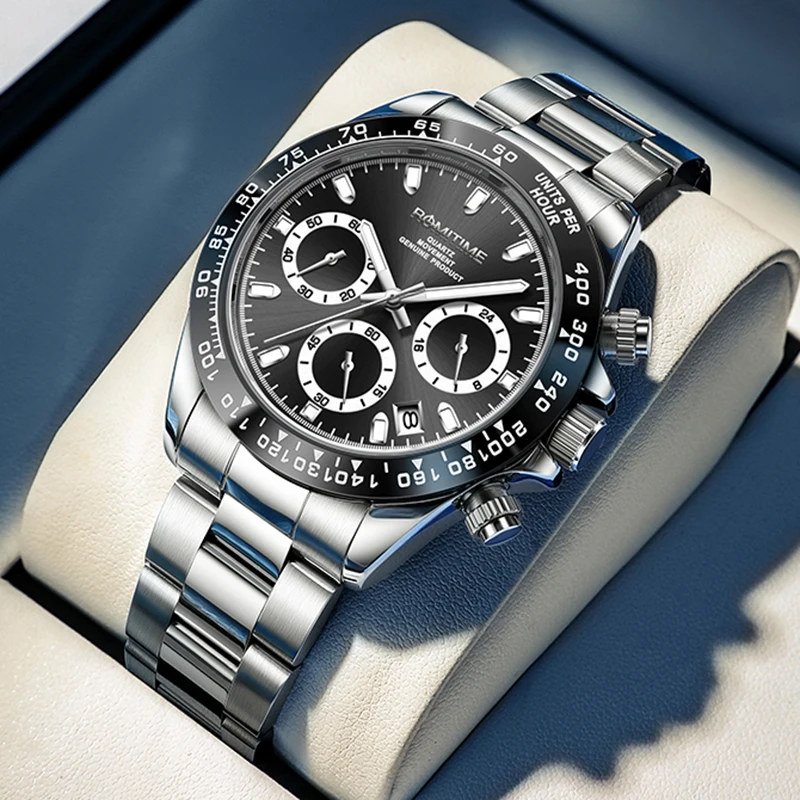 ROMITIME Neue Herrenuhr, Stahlarmband, klassischer Stil, wasserdicht, Nachtlicht, Luxusmarke, Herren-Quarzuhr