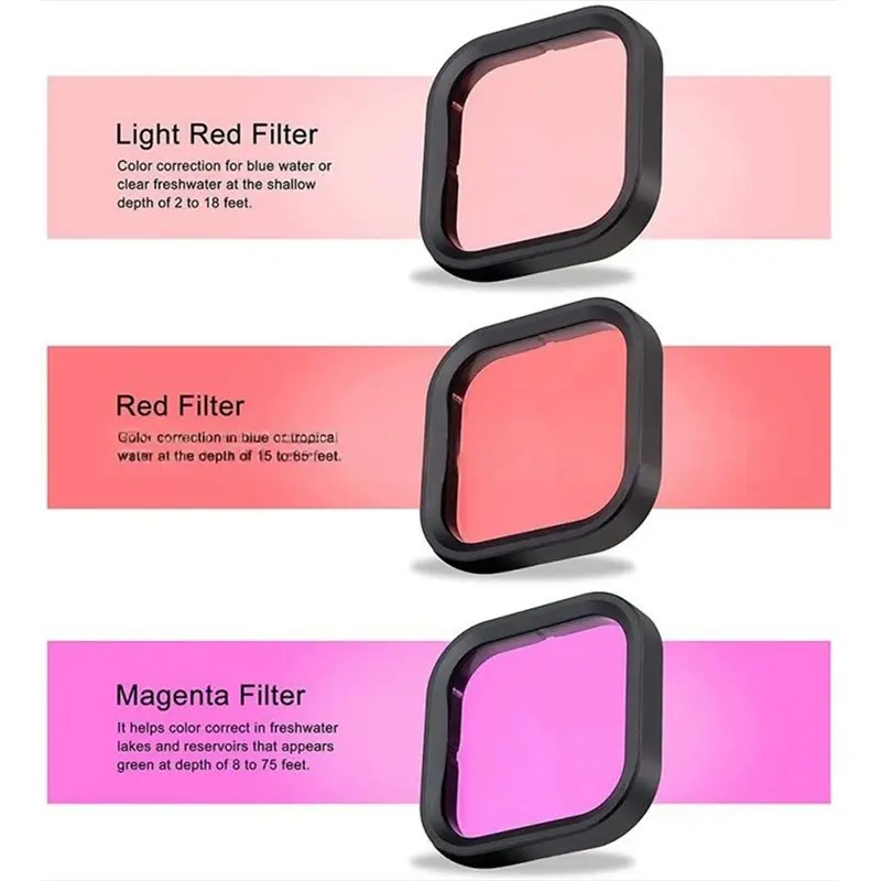 3CGRO-حافظة مقاومة للماء تحت الماء طقم غطس واقي مع 3 عبوات من فلتر الغوص لـ Gopro13 12 11 10 9 #6