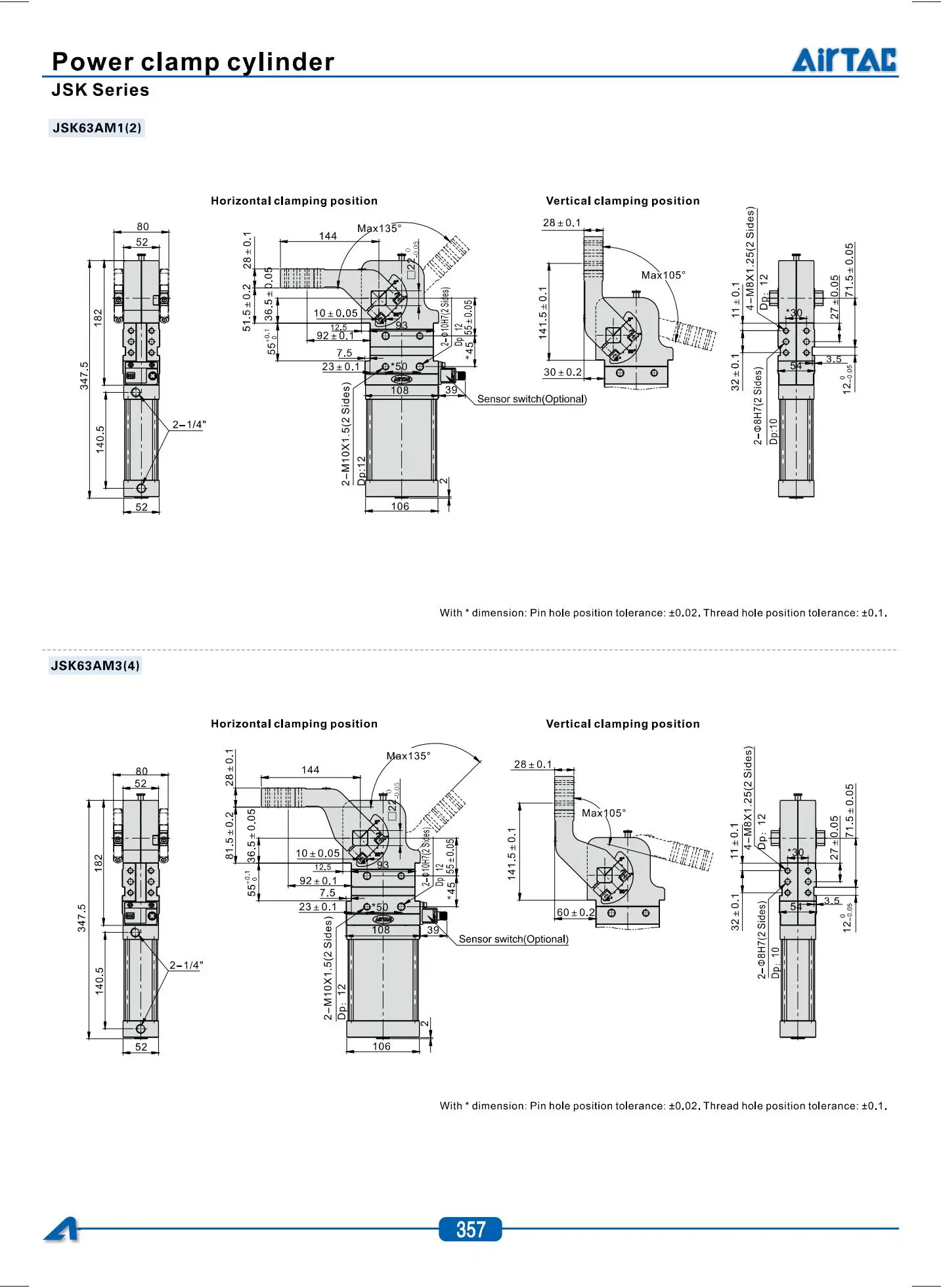 Airtac JSK-Serie Schweißspezial-Klemmvorrichtung Kompletter Kleiner Pneumatikzylinder JSK40/50/63/80 mit Einstellbarem Winkel – Detail 12