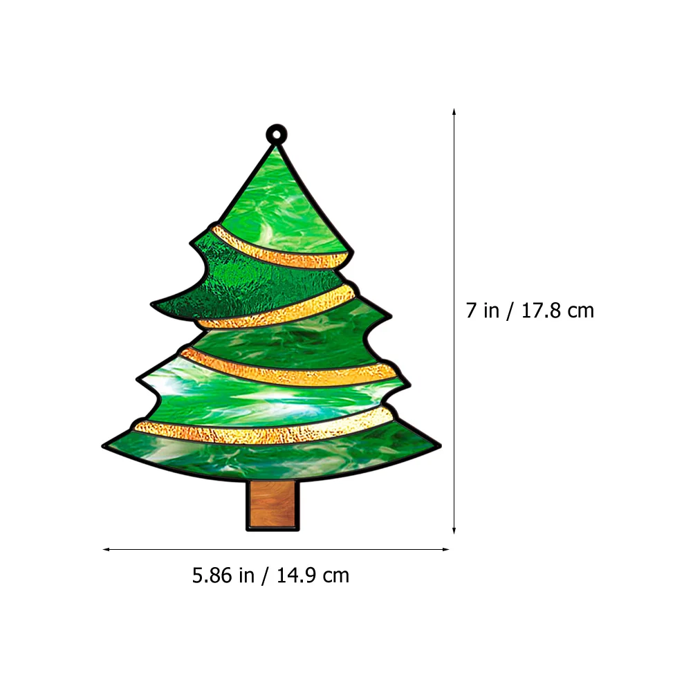 

1 Set Of Glass Window Hanging Decor Christmas Tree Pendant Lightweight Sturdy Surface For Home Party Yard Outdoor Indoor Door