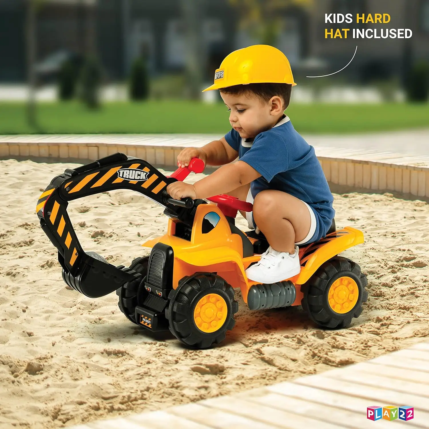 I trattori giocattolo per bambini cavalcano l'escavatore-suoni musicali Digger Scooter Bulldozer include casco con rocce-finta di giocare-fiona