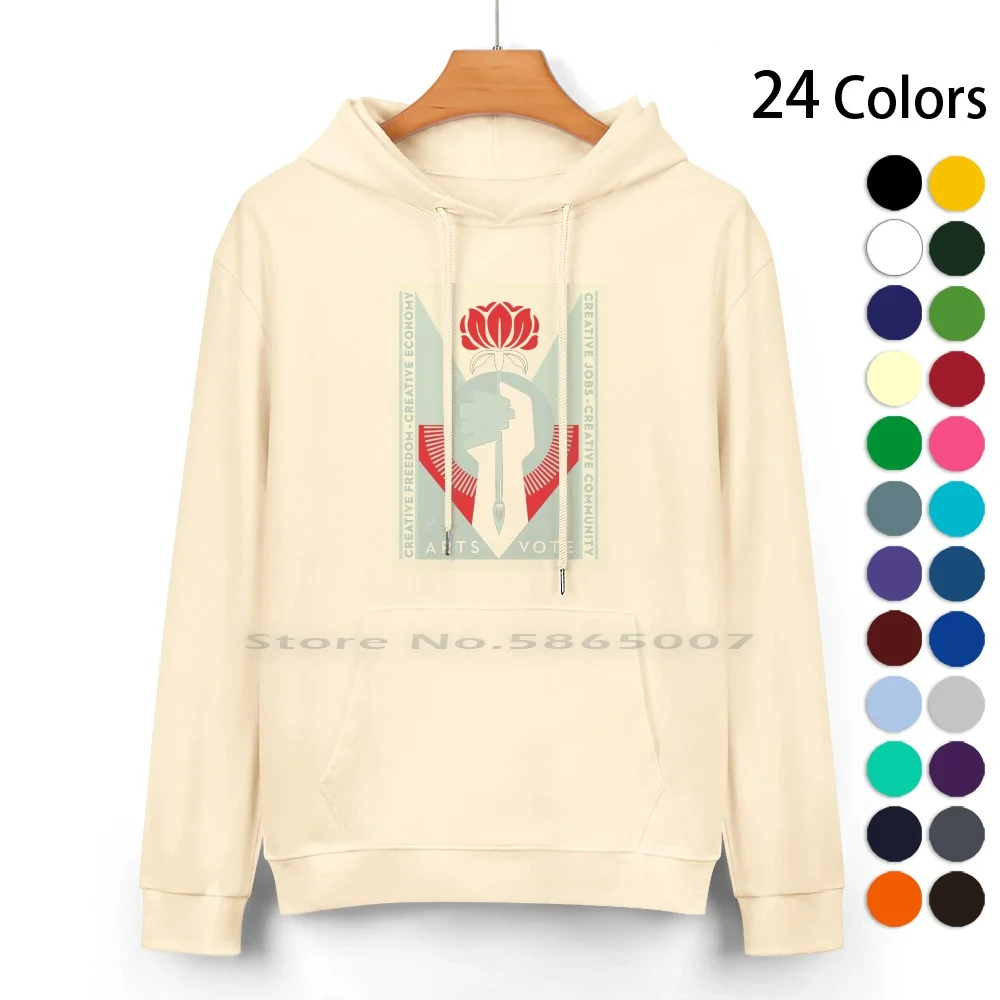 Artsvote 2020 Logo-Vertical Pure Cotton Hoodie Sweater 24 Colors Shepard Fairey Giant Artsvote 2020 100% Cotton Hooded