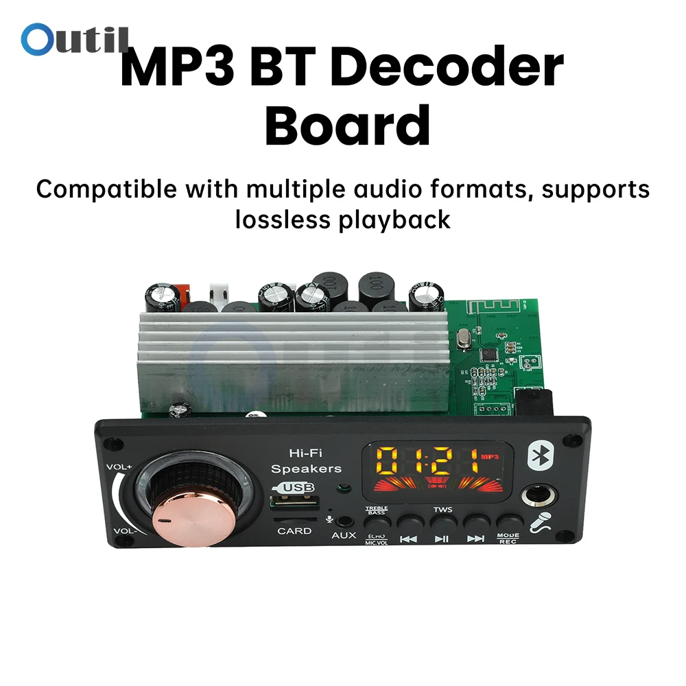 MP3 Bluetooth Decoding Board DC 12V Car Audio Decoder with TPA3116D2 Dual Chip Amplifier 2*50W+100W Lossless Playback BT 5.3