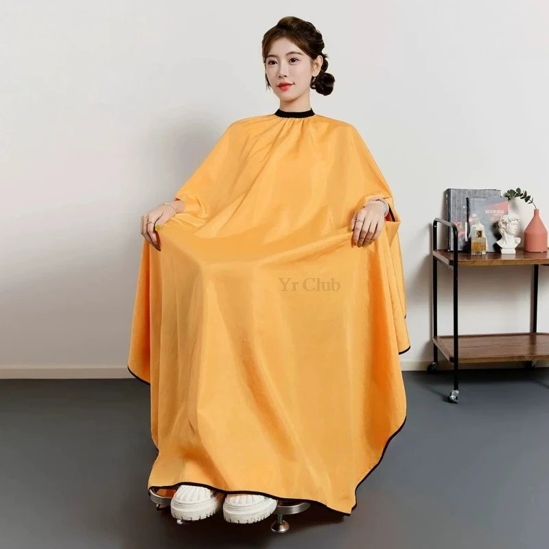 

Пеньюар для стрижки волос желтый из тисненой ткани, с длинными рукавами, для парикмахеров и барберов, фартук для салонов красоты