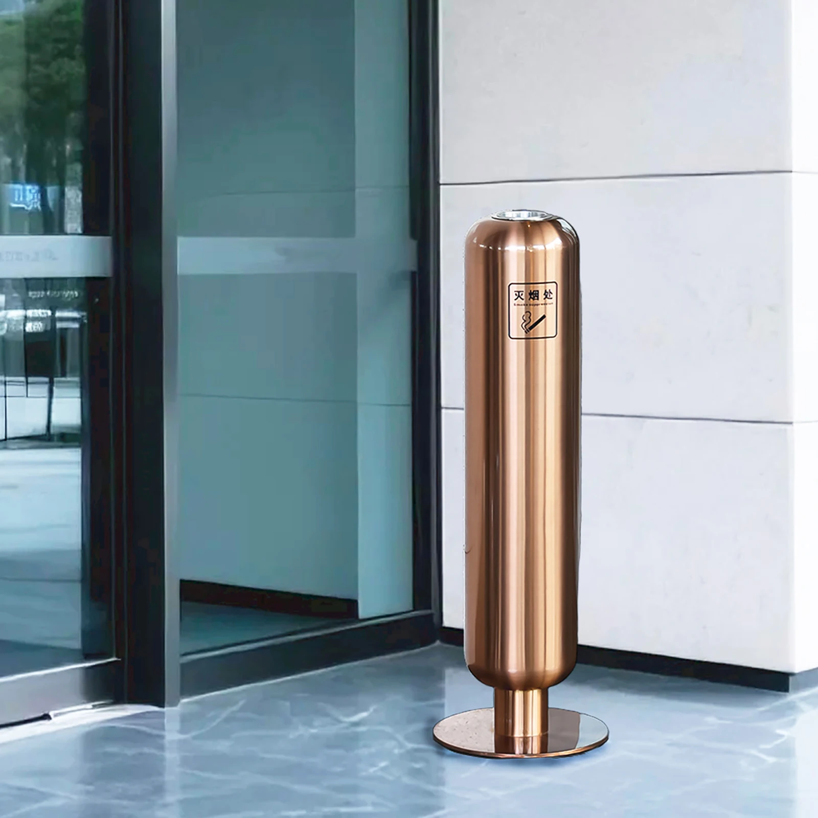 

High-grade cigarette butt trash can, smoking area, vertical stainless steel smoke extinguishing column, large cigarette butt col