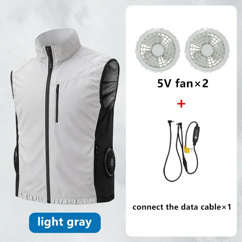 Summer Men'S Heatstroke Prevention Cooling High Air Volume Fan Intelligent Air Conditioning Clothes Vest（Excluding Power Bank） view 5