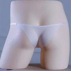 Bragas de seda de hielo para hombre, Sexy perspectiva, ultrafino, Delgado, correa sin costuras, una pieza, sin marcas, Media envoltura, cintura Ultra baja