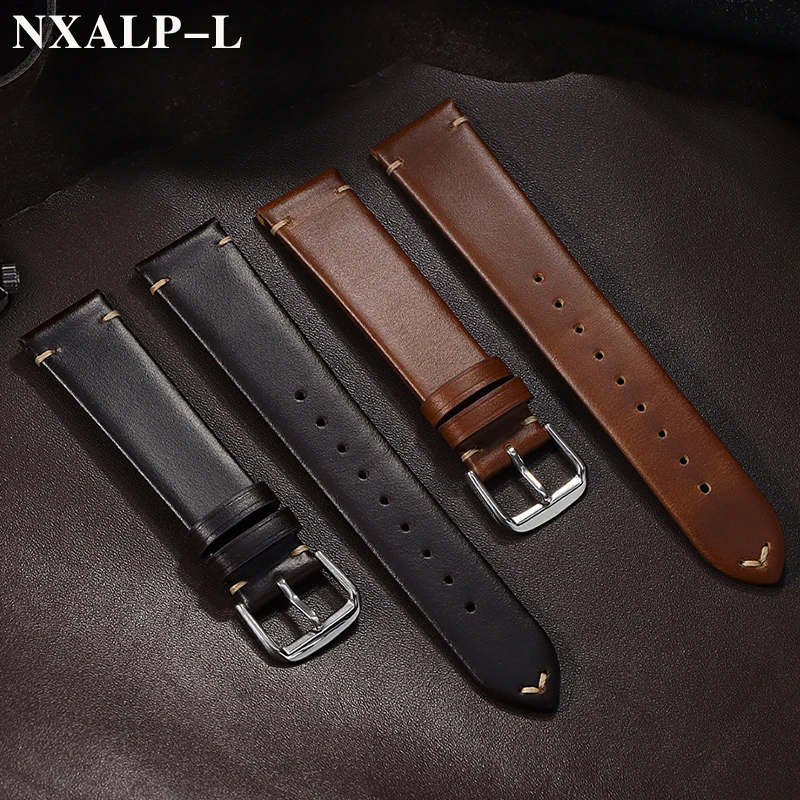خمر النفط الشمع الجلود حزام (استيك) ساعة اليدوية خياطة جلد البقر حزام لأوميغا ل Seiko Smartwatch معصمه 18 مللي متر 20 مللي متر 22 مللي متر