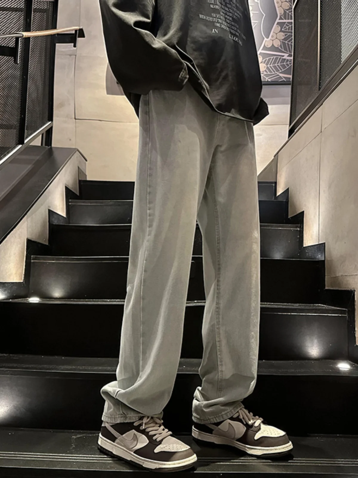 

Waed Vintage Men's Jeans Casual Loose Straight Leg Trousers Autumn Faion Brand High Street Retro Wide Leg Pants