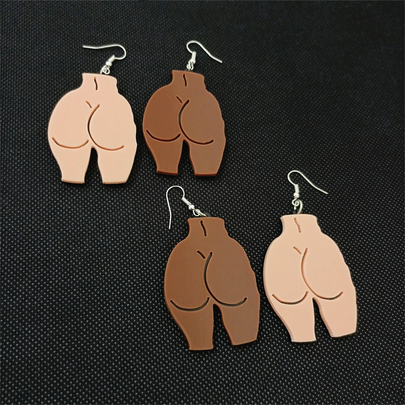 

KUGUYS Buttocks Hips Acrylic Drop Earrings for Women Brown Skin HipHop Rock Punk Jewelry Accessories