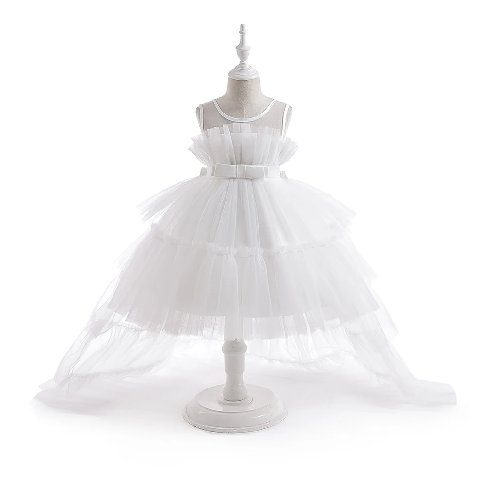 Elegant Tulle Bridesmaids Party Girls Dresses Summer Baptism Birthday Wedding Prom Princess Dress for Girl Christmas Kids Clohes