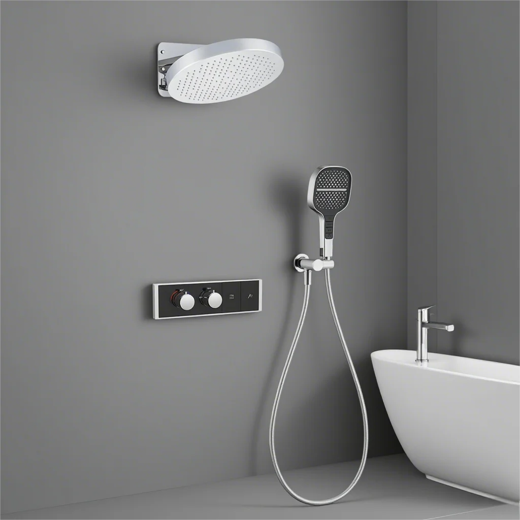 Hot Selling Luxury Multifunctional Smart Shower Set Rainwater Waterfall Thermostatic Faucets Soft Spray Pattern Brushed Surface