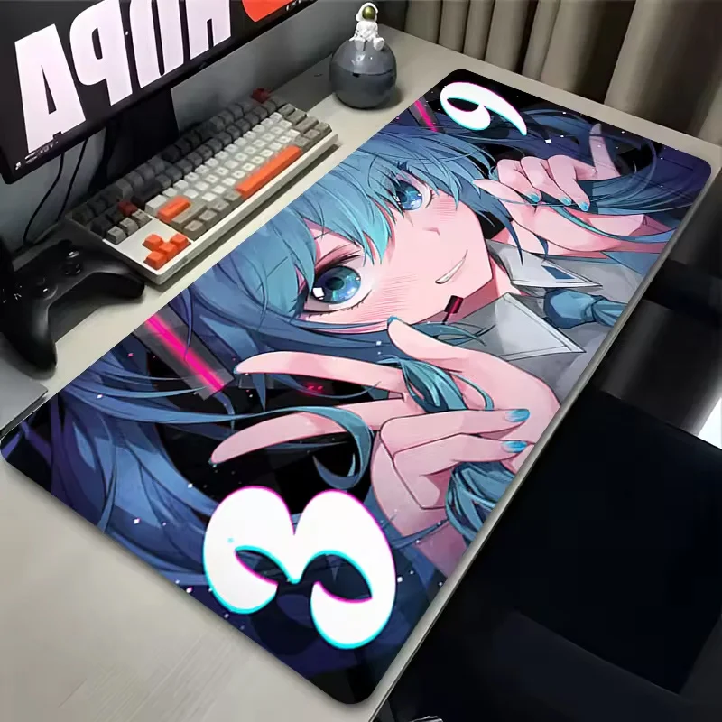 

Mousepad Large Laptop Virtual Diva H-Hatsune Miku Anime Mouse Pad Pu leather Office Accessories Keyboard Desk Mat MousePads