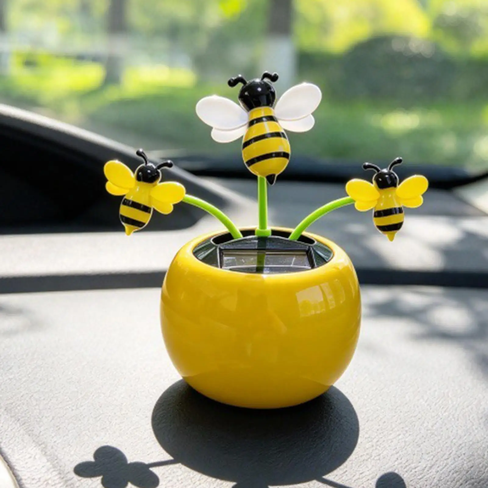 Solar Powered Dancing Shaking Head Cartoon Sun Flower Pot Automobile Auto Dashboard Decoration Cute Car decor Accessories