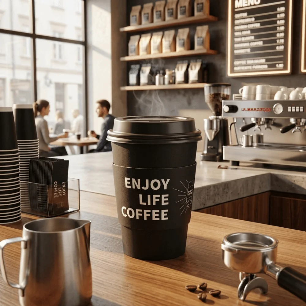 50Pcs Paper Coffee Cup Sleeve Stretchable Structure Heat & Cold Insulation Heat Insulated Mug Cover Lightweight