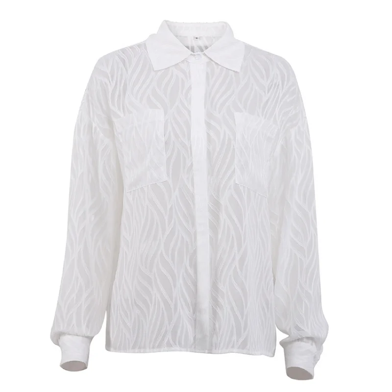 2025 New Arrival Spring Summer Woman Clothes Chiffon Blouse Tops With Perspective Thin Design And Unique Texture