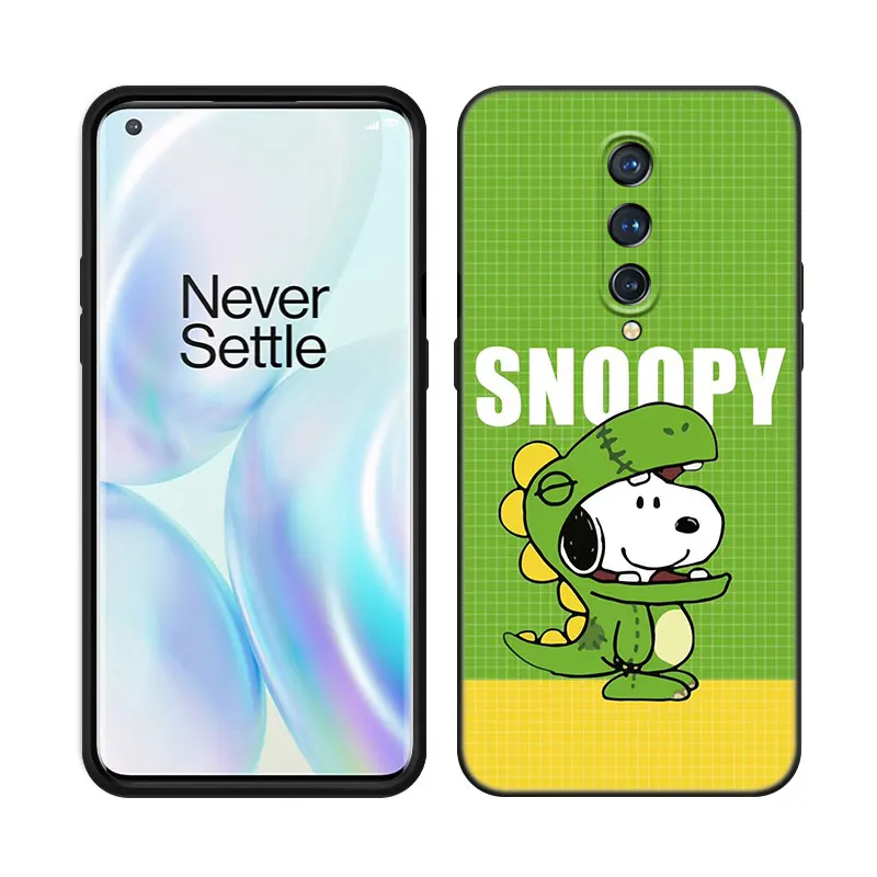 Cute S-Snoopy Black Silicone Phone Case For OnePlus 9R 10R 11R 12R ACE 2 Pro 2V 3V Nord CE 2 3 Lite 4 N10 N20 N30 SE 5G