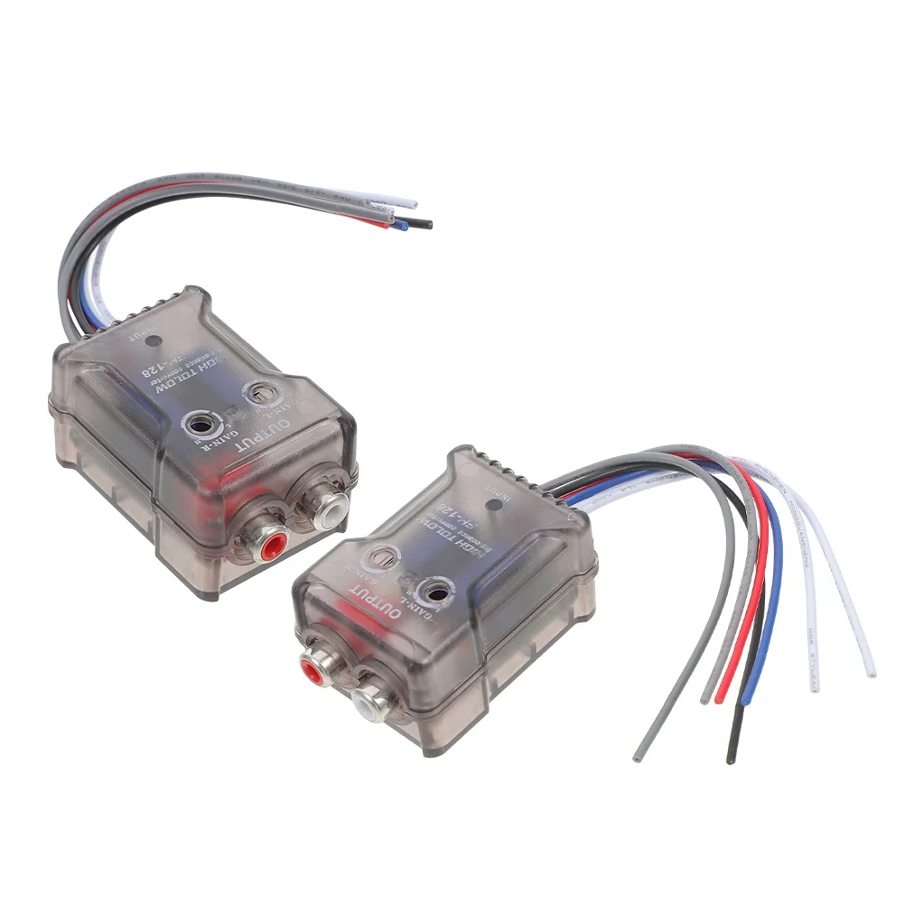 

2Pcs Car Audio High to Low Converter with Amplifier and Signal Adapter for Deep Bass Stereo Sound Car Radio Connector Vehicle