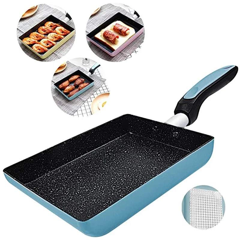 Tamagoyaki Japanese Omelette Pan / Egg Pan - Non-stick Coating - Rectangle Frying Pan – Blue / Yellow / Pink