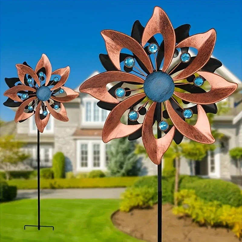 Metal Windmill Decorative Windmill Garden Courtyard Outdoor Windmill Garden Accessory Rotating Windmill Metal Craft Piece