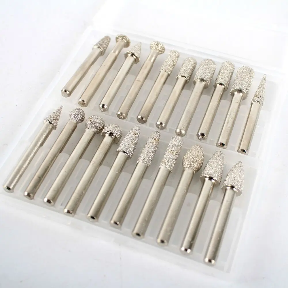 Set Stone Vacuum Brazed Diamond Coarse Grit Carving Profiling Bits / Engraving Bits