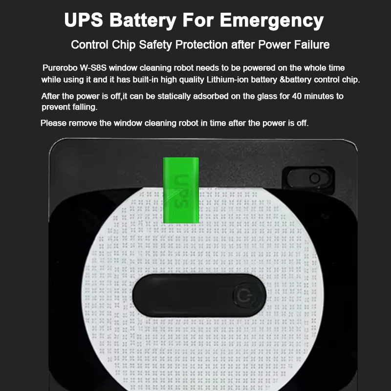 Robot Pembersih Jendela Purerobo W-S8S Semprotan Air Ganda, Memori Cerdas, Pengisap Vakum Tinggi, Anti Jatuh, Robot Pembersih Kaca Dinding Rumah