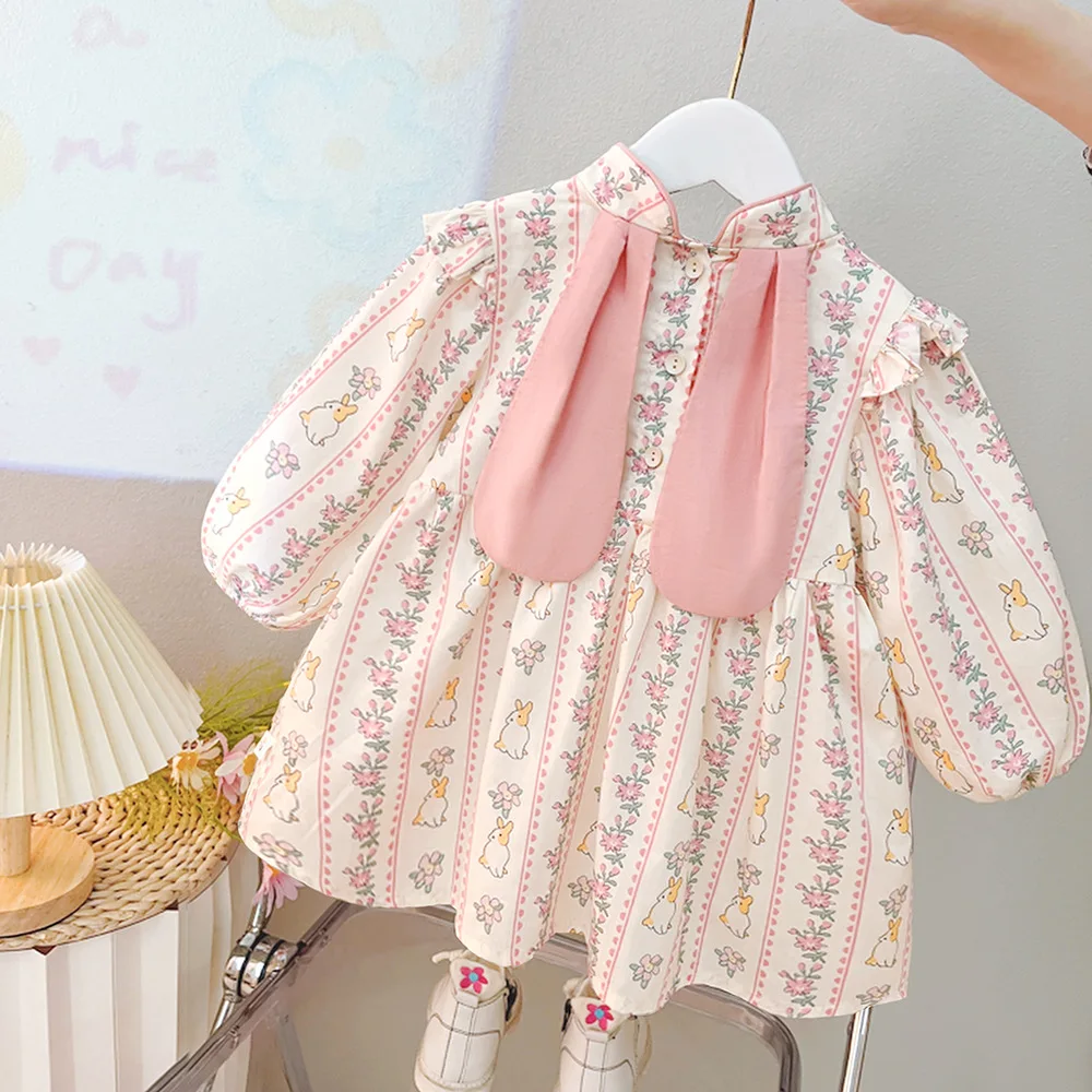 Autumn Kids Baby Girls Dress Long Sleeve Flower Printing Princess Dress New Baby Girls Sweet Dress Children Clothes Dresses