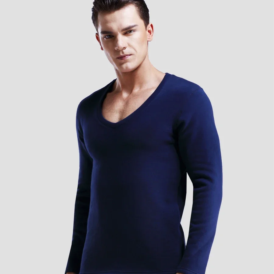 

5 шт. мужская длинная осенняя одежда с одним v-образным вырезом, морозостойкая толстая плюшевая плотная молодежная основа, хлопковый свитер, теплая куртка