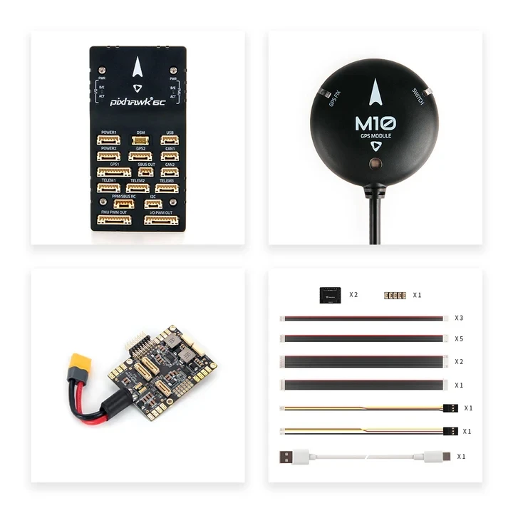Holybro Pixhawk 6C Autopilot FC الألومنيوم حالة اللوح M10N GNSS PM02/PM07 وحدة الطاقة RC متعددة الدوار الطائرات بدون طيار استخدام الطائرة بدون طيار