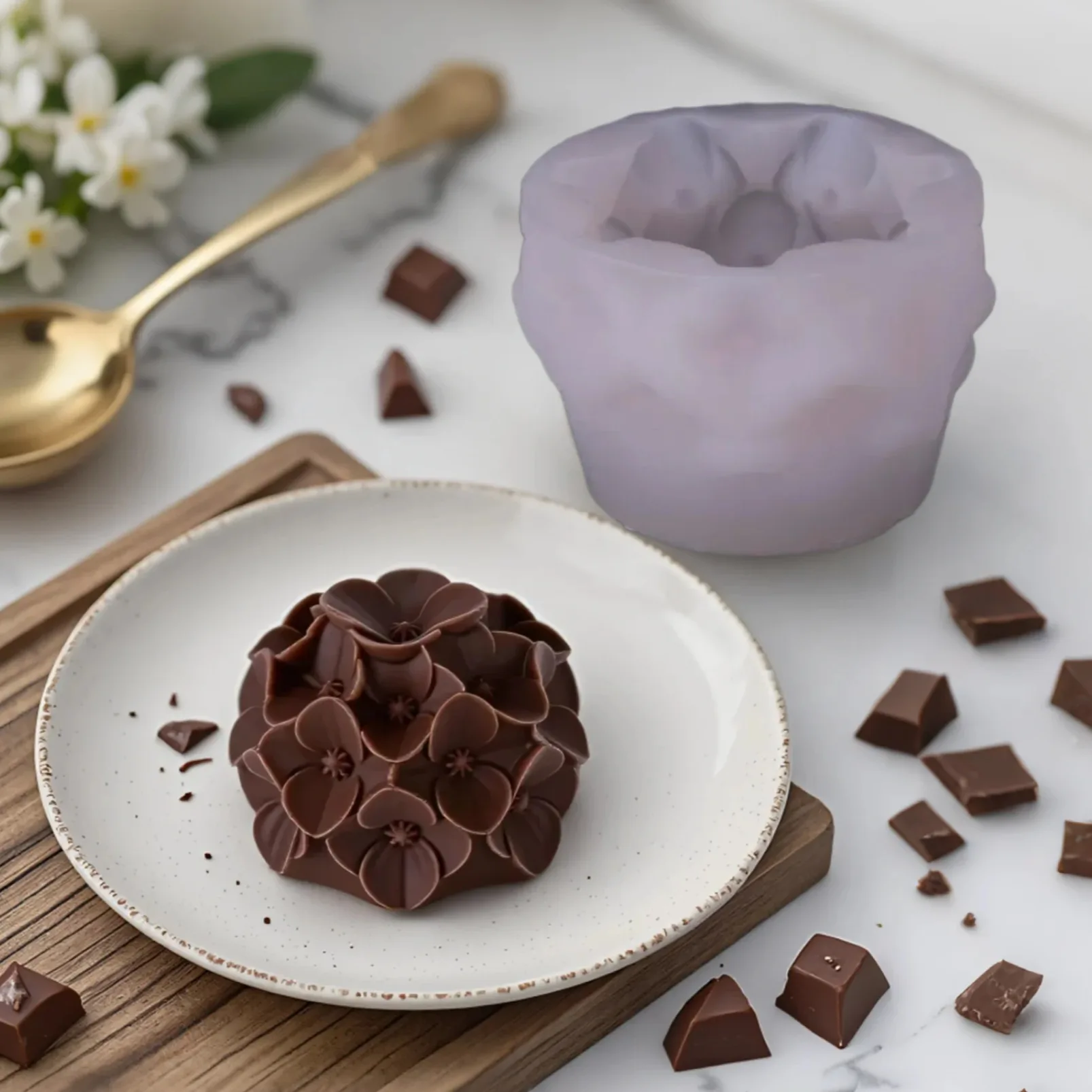 

Hydrangea Mousse Cake Silicone Mold DIY Oven-free Chocolate Panna Cotta Jelly Dessert Baking Accessories Fondant Cake Decoration