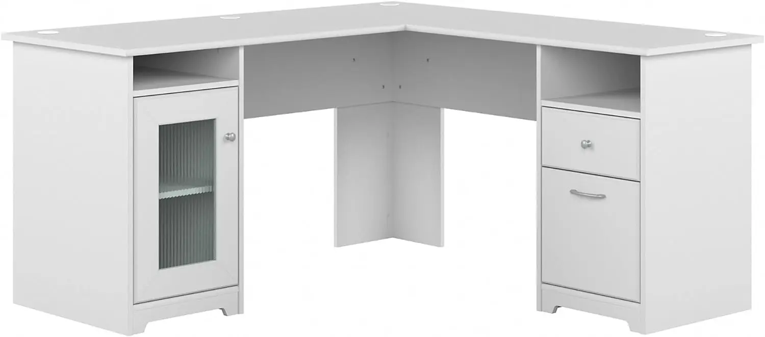 

Bush Furniture Cabot L Shaped Computer Desk in White, Corner Table with Drawers for Home Office