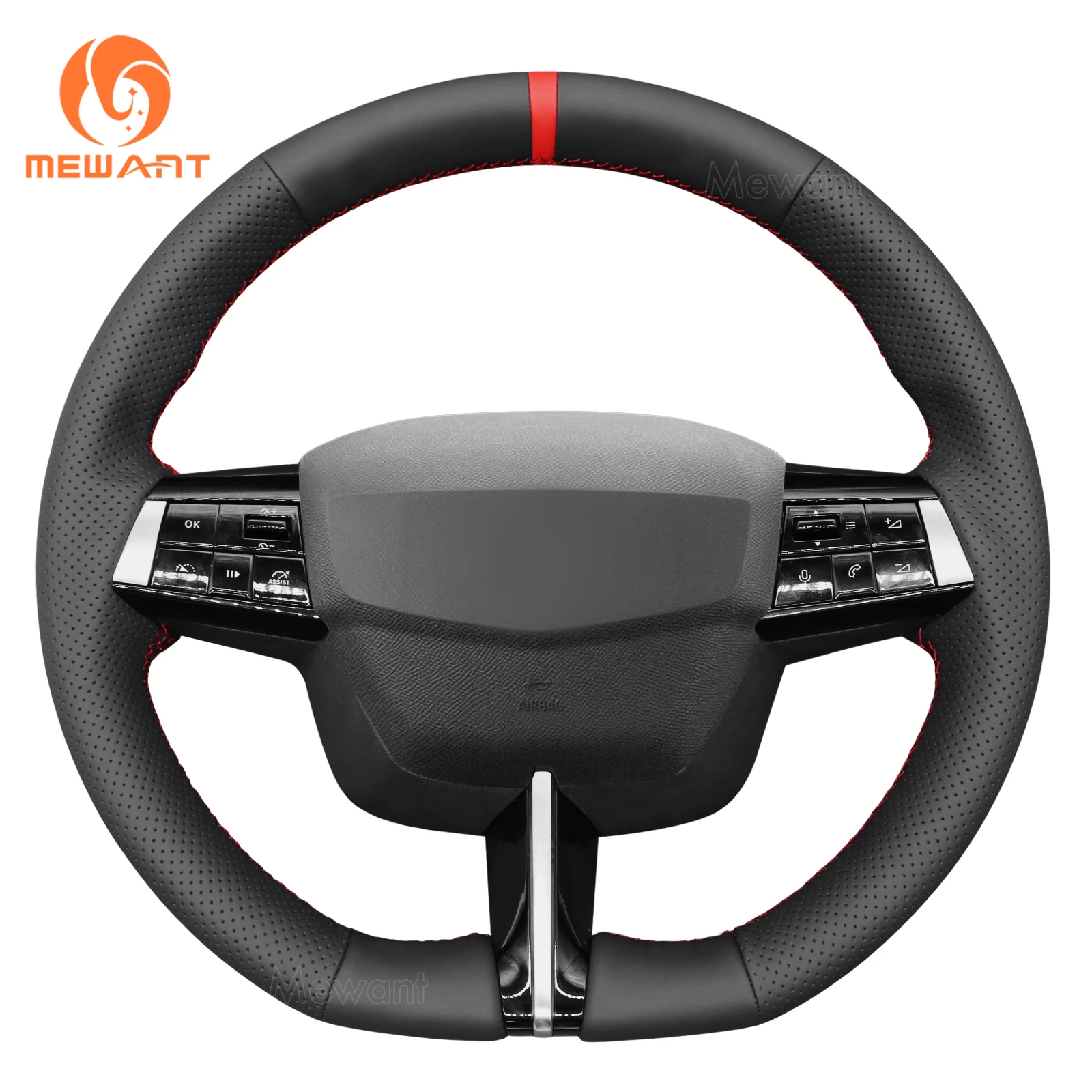 Mewant Black Genuine Leather Car Steering Wheel Cover for Opel Astra 2022 - 2024